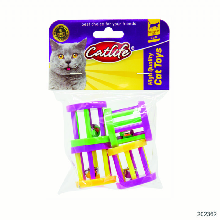 202362-CATLİFE 4'lü paket Zilli kedi oyuncağı-1
