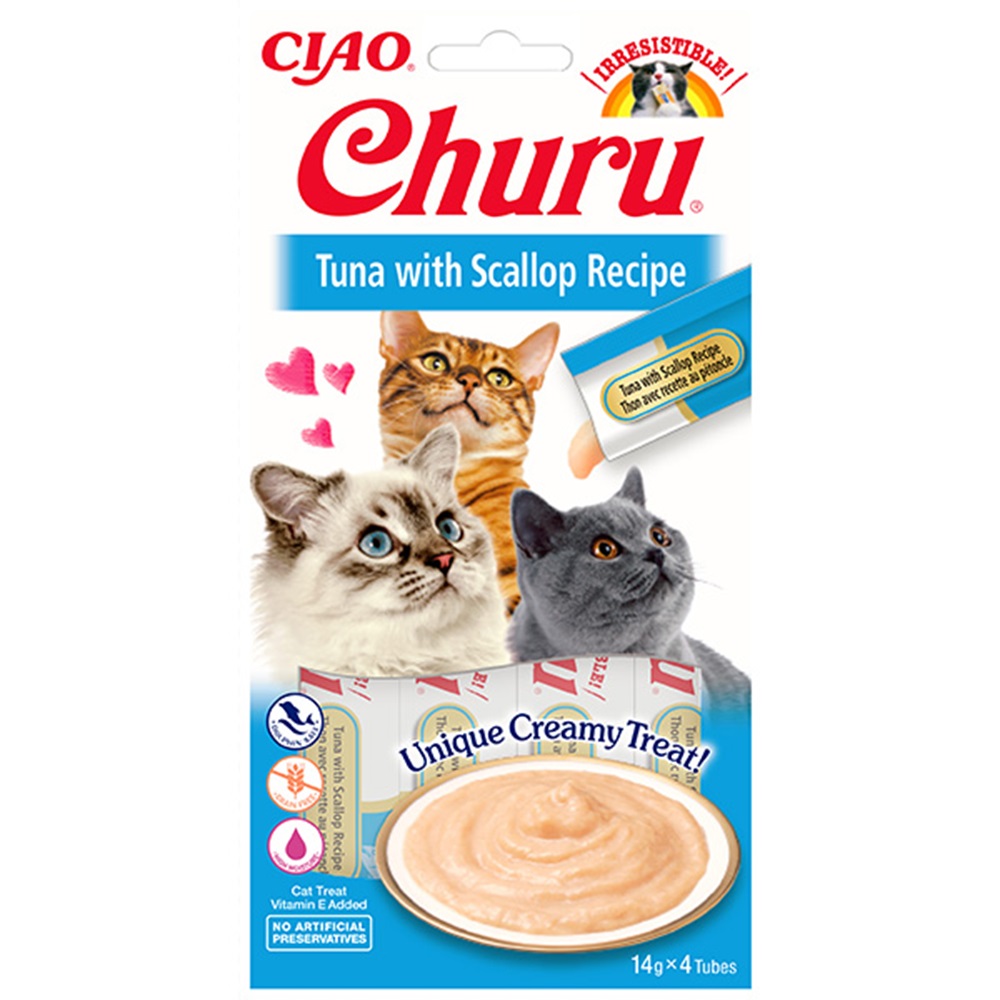 EU-104-Ciao Churu Cream Ton Balıklı ve Deniz Taraklı Kedi Ödül Kreması 4 x 14 Gr-1