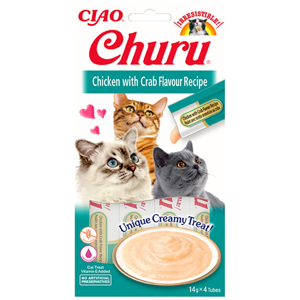 EU-109-Ciao Churu Cream Tavuklu ve Yengeçli Kedi Ödül Kreması 4 x 14 Gr-1