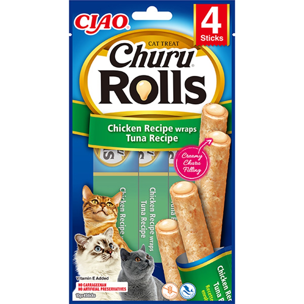 EU-731-Ciao Churu Rolls Sticks Tavuk Sargılı & Ton Balıklı Kedi Ödül Maması 4 x 10 Gr-1