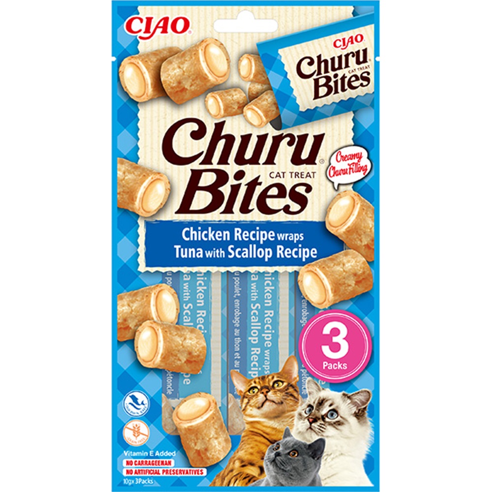 EU-722-Ciao Churu Bites Tavuk Sargılı, Deniz Taraklı ve Ton Balıklı Kedi Ödül Maması 3 x 10 Gr-1