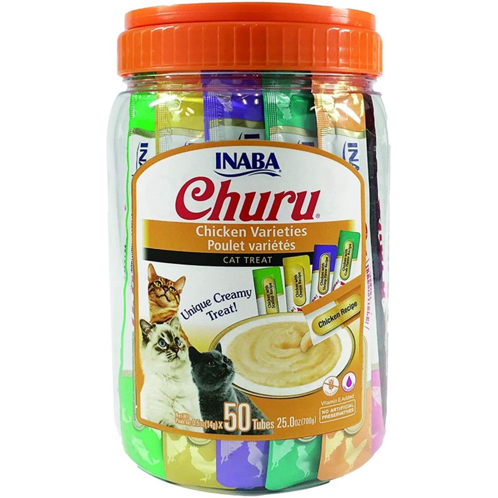 EU152 Ciao Churu Cream Tavuklu Kedi Ödül Kreması 50 x 14 Gr + Sakalama Kabı Hediyeli-1