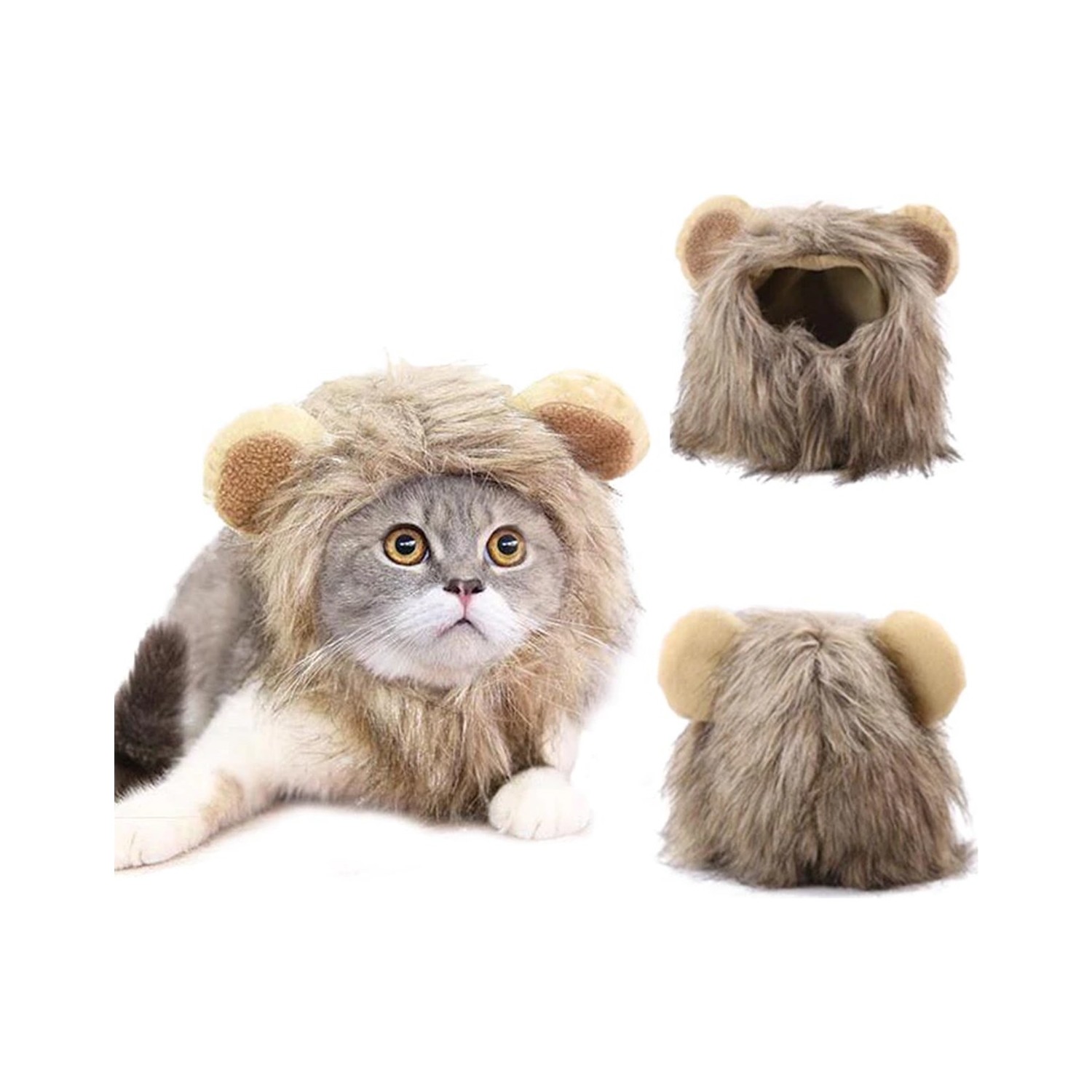 Kediler için aslan peluş şapka-1