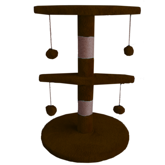 LLY-05 ponponlu 2 katlı tırmalama tahtası kahverengi 60*40cm-1