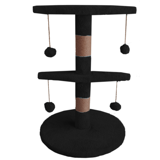 LLY-05 ponponlu 2 katlı tırmalama tahtası siyah 60*40cm-1