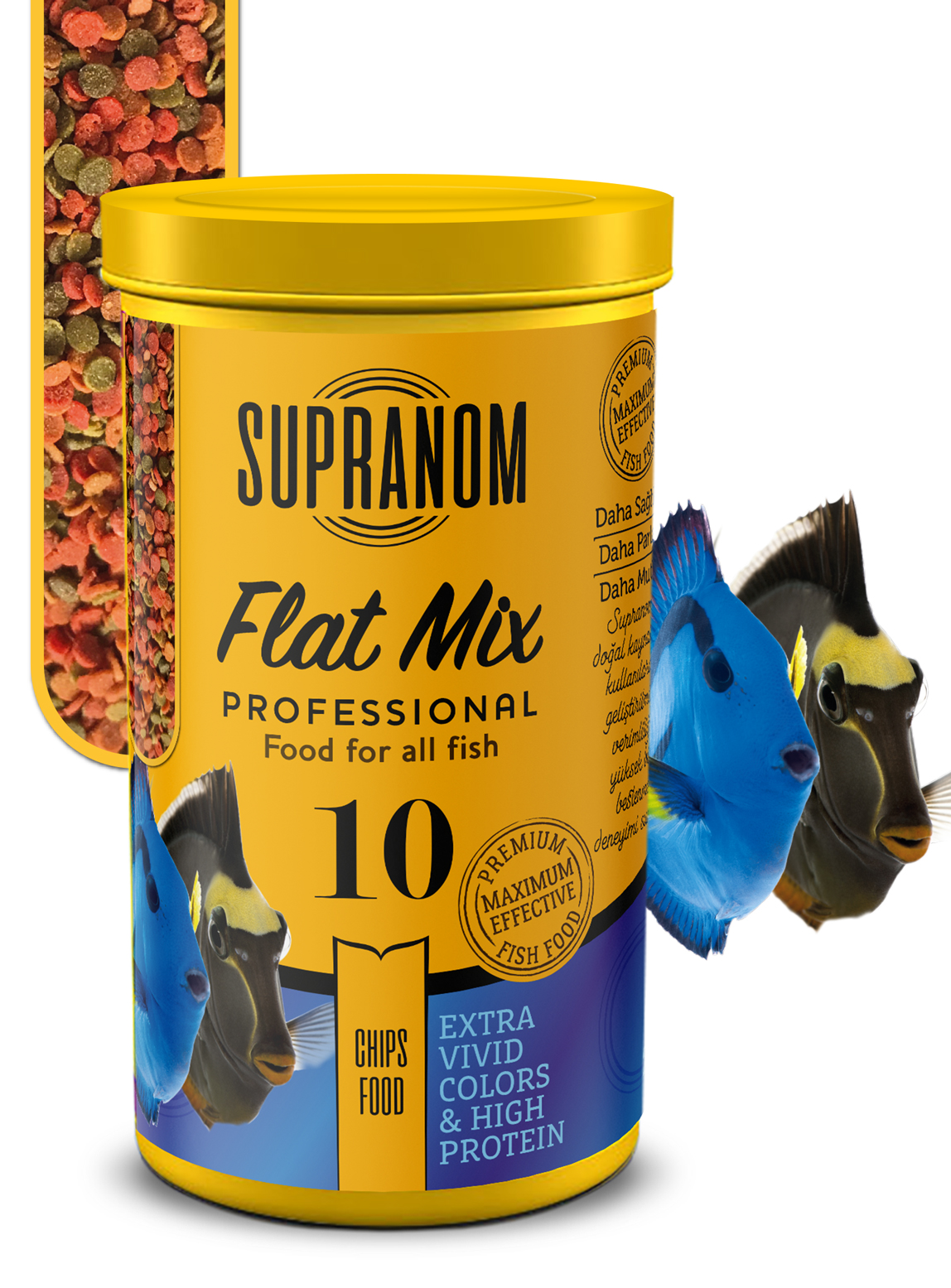 Supranom tatlı ve tuzlu su balık yemi flat mix chips food 250ml (10)-1