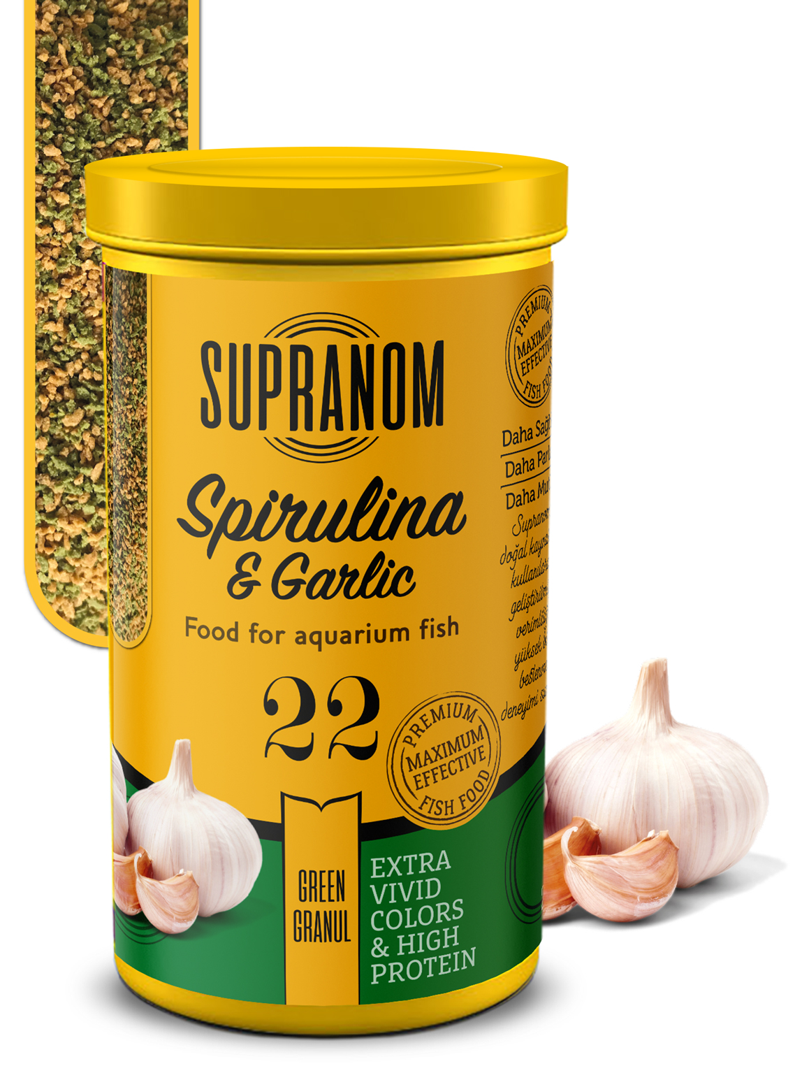 Supranom tüm balıklar için spirulina& garlic green granul 250ml (22)-1