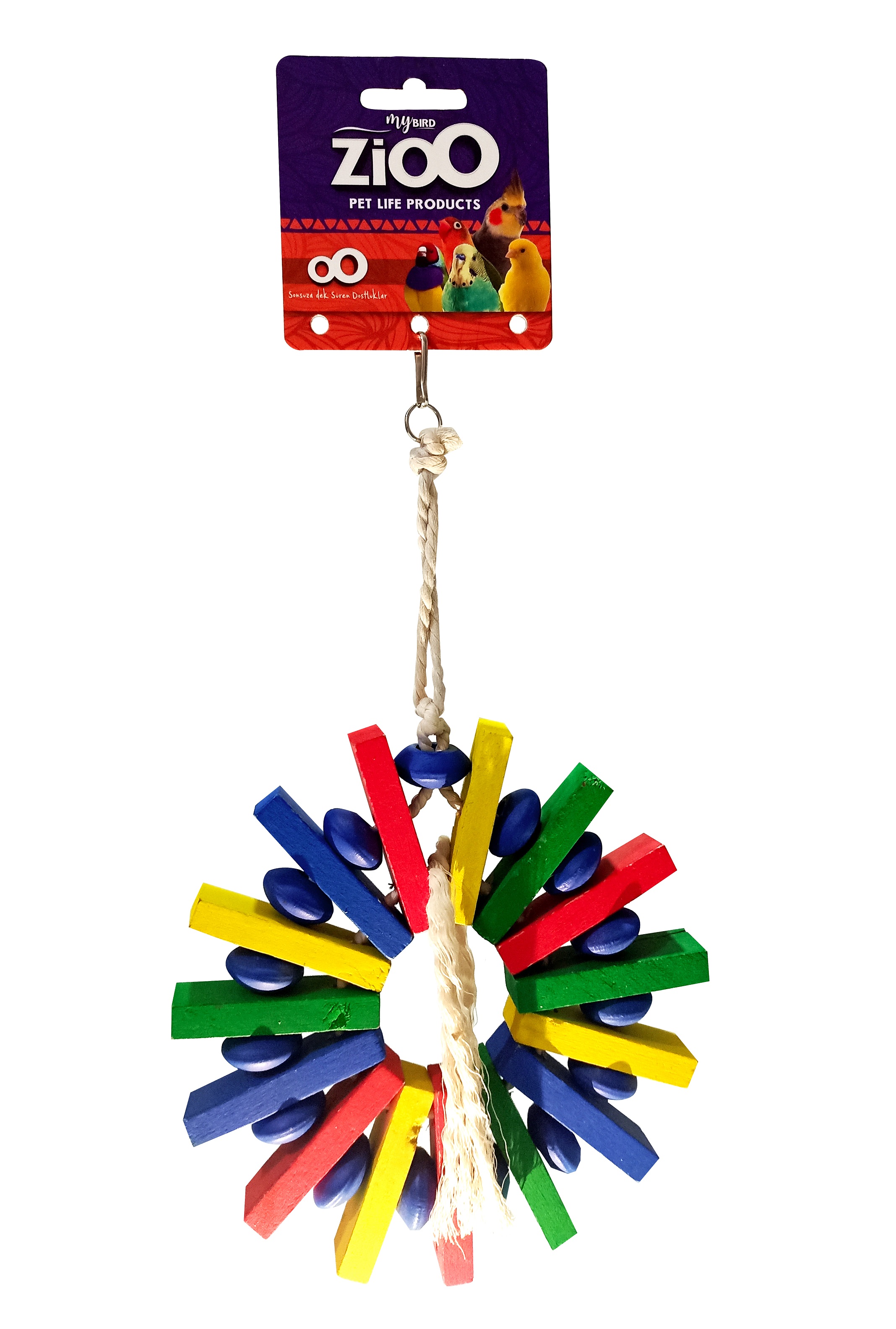 1990 ZioO ahşap renkli tahtalı silindir papağan oyuncak -1