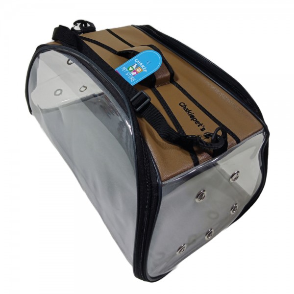 cha-2054 şeffaf D taşıma çantası kahverengi-1
