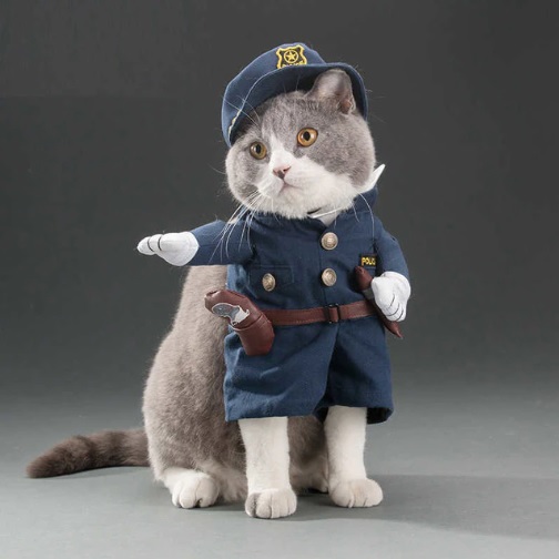 kedi ve köpekler için polis kostümü s beden (şapkalı takım) lacivert-1