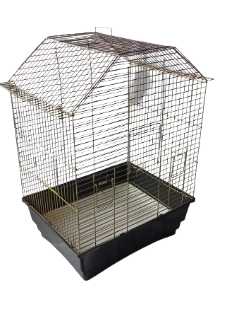 kmr-Beşgen çatılı model pirinç papağan kafesi 65x42x32cm -1