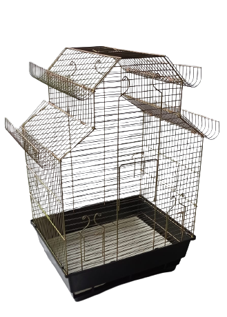 kmr-Çin evi modeli pirinç papağan kafesi  65x42x32cm-1
