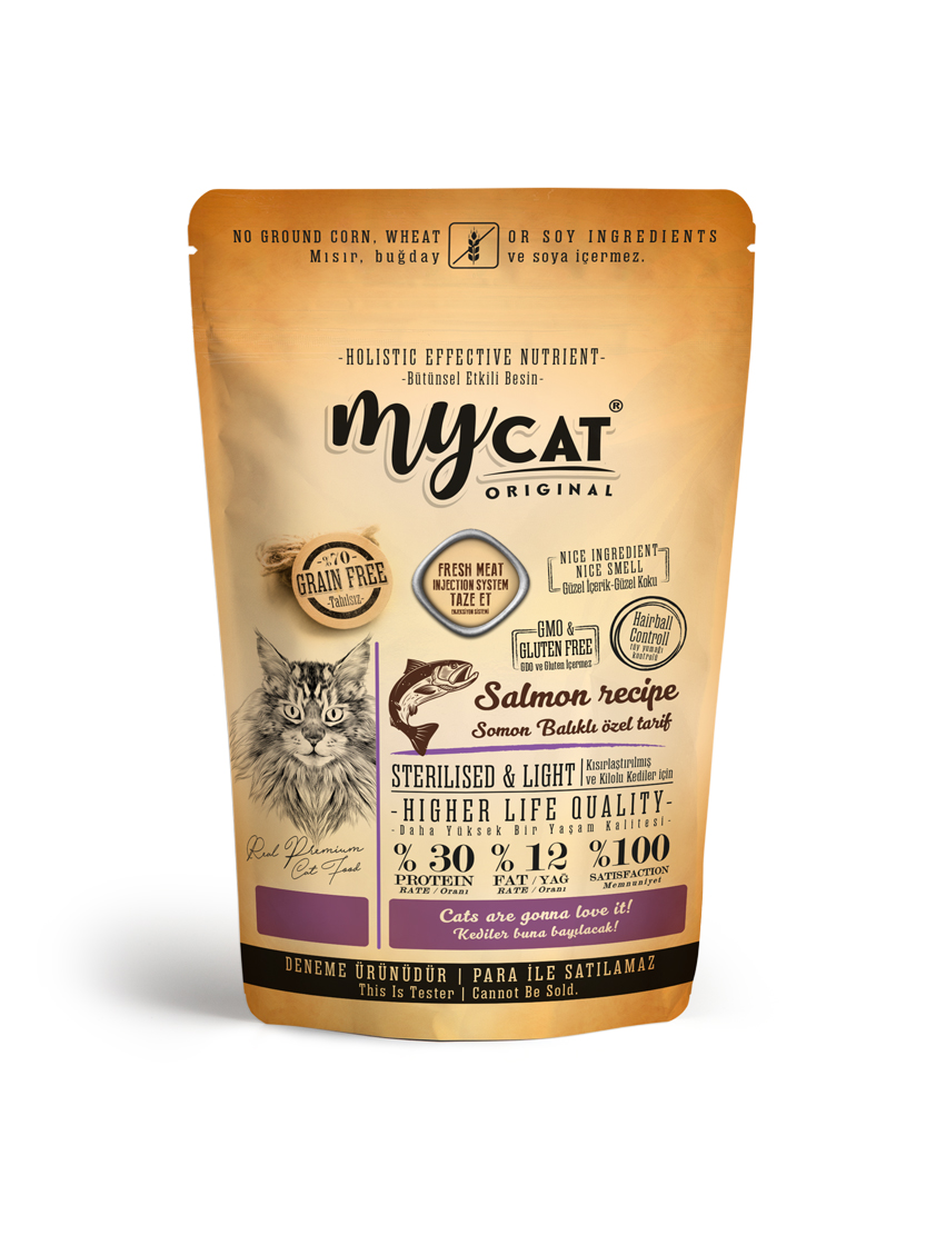 mycat low grain somon balıklı sterilised kedi maması tester 0.00 ₺ + KDV