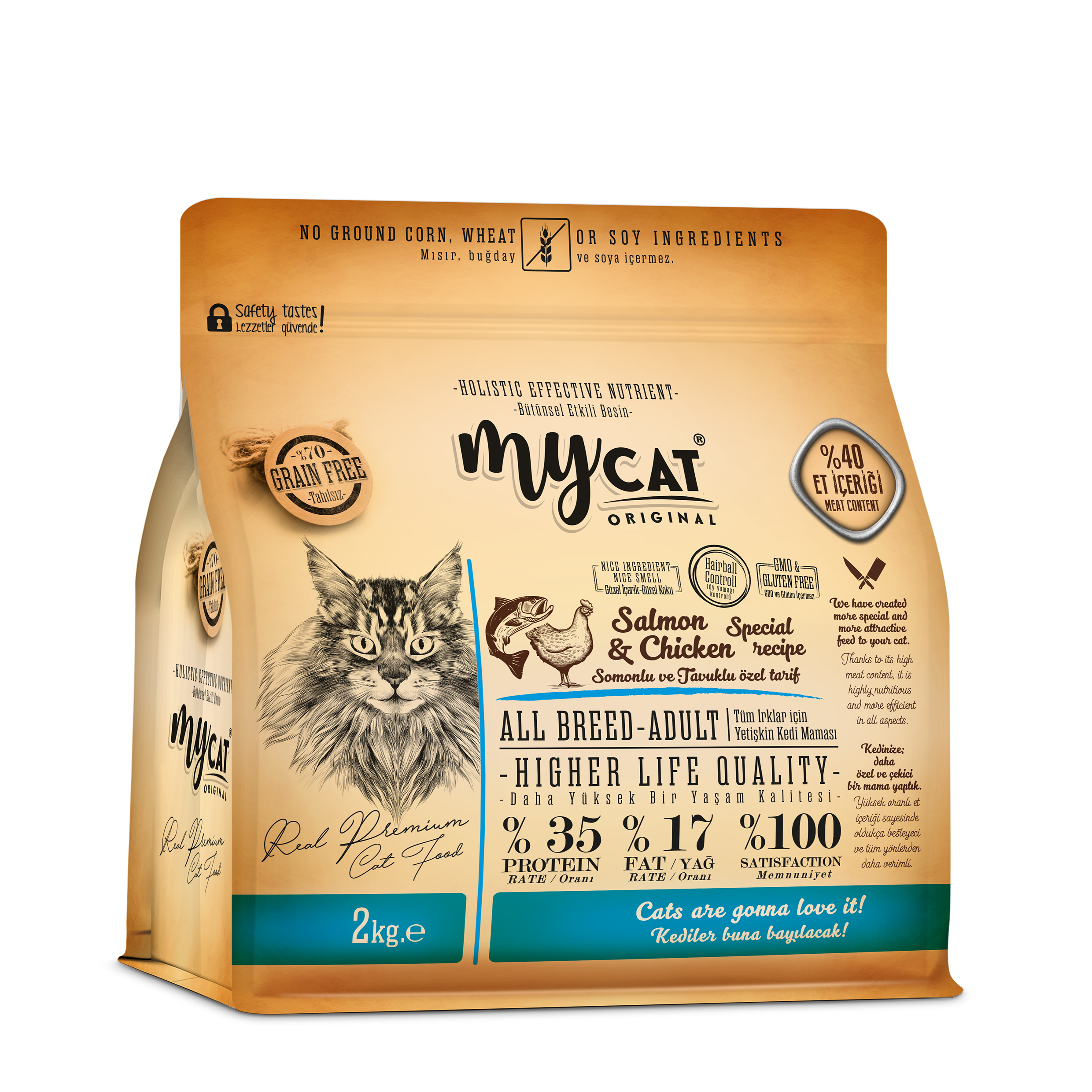 mycat low grain somonlu ve tavuklu all breed-tüm ırklar için kedi (2kg)-1