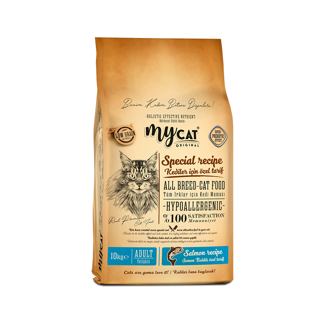 Mycat Original Hypoallergenic Skin Care Somon Balıklı Kedi Maması (10kg)-1
