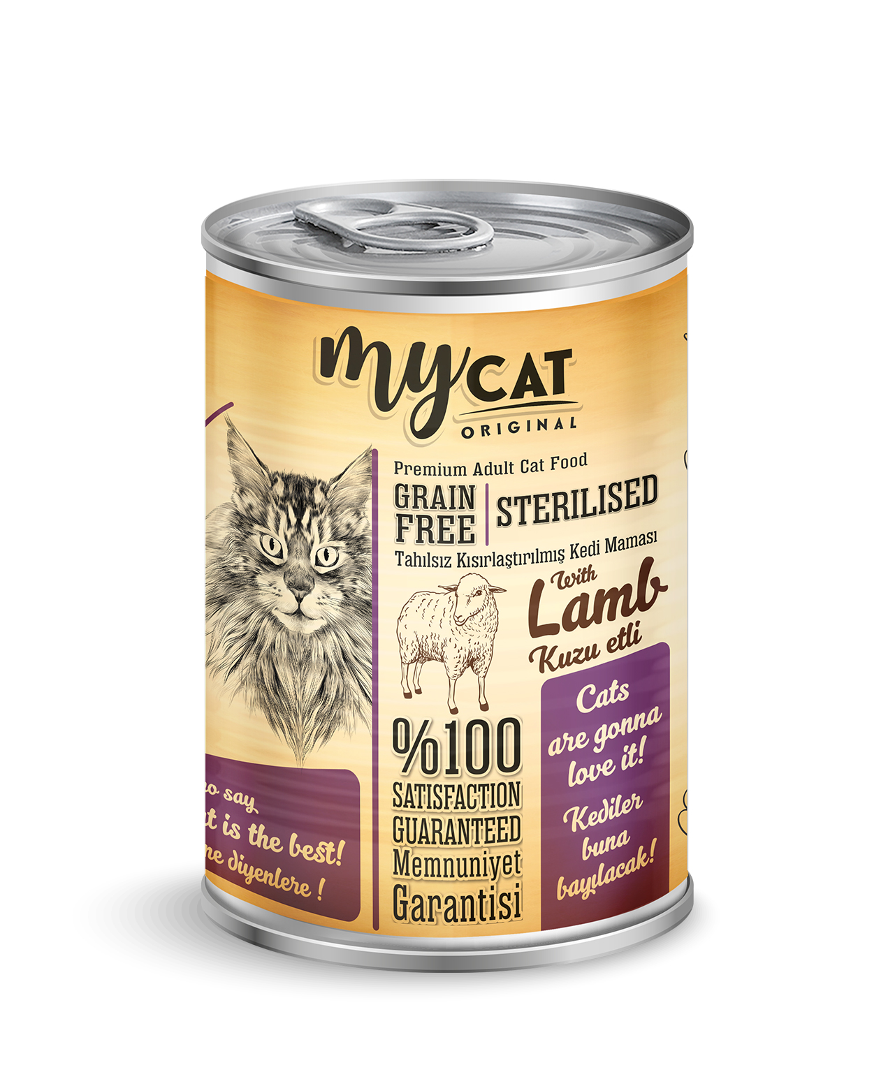 mycat pate tahılsız sterilised kuzu etli kedi konservesi 400gr 12'li -1