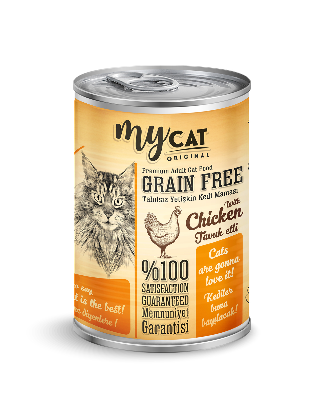 mycat pate tahılsız tavuk etli kedi konservesi 400gr 12'li -1