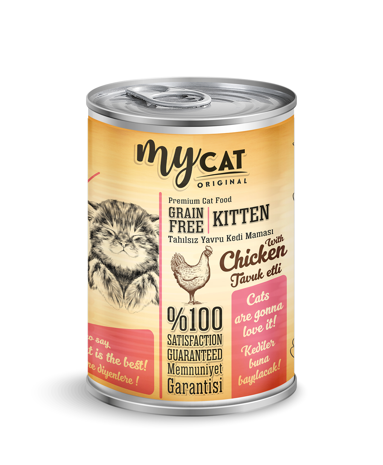 mycat pate tahılsız tavuk etli yavru kedi konservesi 400gr 12'li-1