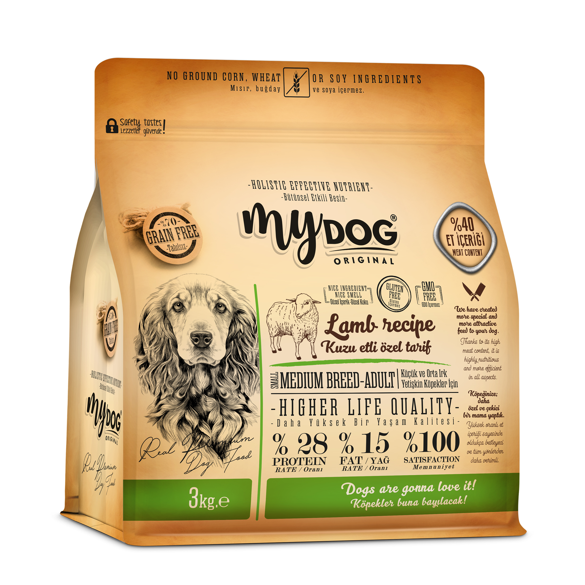 mydog low grain kuzu etli medıum breed-küçük ve orta ırklar için köpek maması 3kg-1
