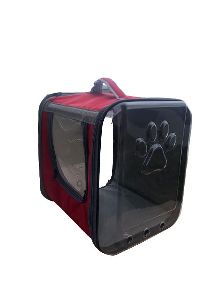 tcs-30 pati kabartmalı kare 3 açılırlı küp kedi köpek çantası kırmızı-1