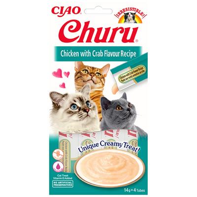 EU-109-Ciao Churu Cream Tavuklu ve Yengeçli Kedi Ödül Kreması 4 x 14 Gr